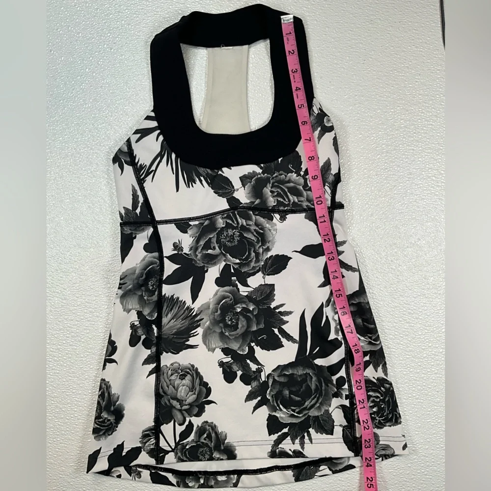 Lululemon Push Ur Limits Tank‎ Brisk Bloom Black White / Black W1E69S Size 4